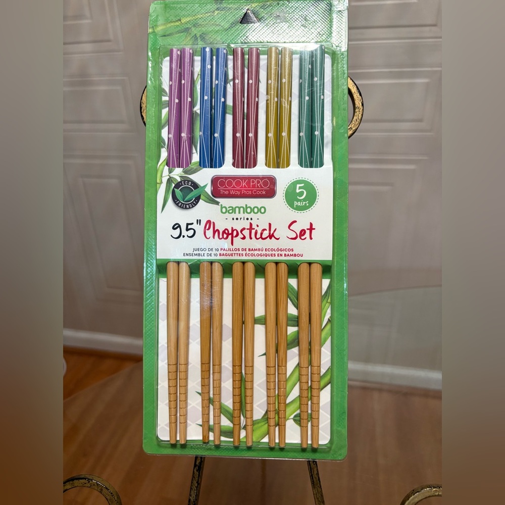 Cook Pro Multicolored  Bamboo Chopsticks 5 Pack Set 9.5” Natural 310
